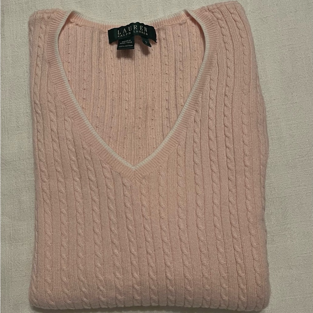 Lauren Ralph Lauren Soft Pink V-Neck Sweater